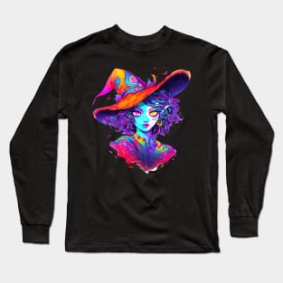 Halloween colourful Witch - scary and funny beauty queen Long Sleeve T-Shirt